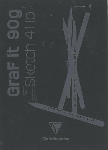 Clairefontaine 96842C Skizzenblock Graf it, DIN A5, 14,8x21 cm, 80 Blatt, 90g, 80 Blatt, blanko, geheftet, ideal für Trockentechniken, 1 Stück, Schwarz