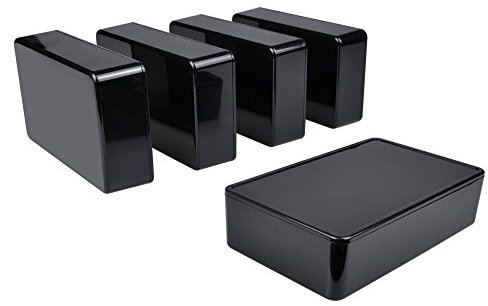 Pinfox 5 pack Electronic ABS Plastic Junction Project Box Enclosure 100mm by 60mm by 25mm for Portable or Battery Powered DIY (Black)