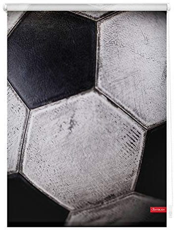 Lichtblick Klemmfix Tageslicht-Rollo mit Motiv, ohne Bohren, Blickdicht, Seitenzugrollo, Made in Germany, Retro Fußball - Schwarz-Weiß 100 x 150 cm (B x L)