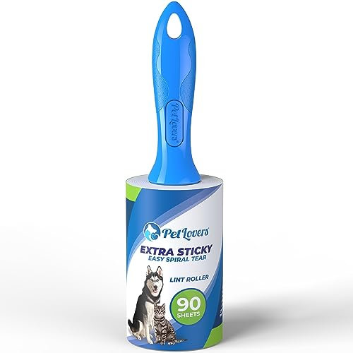 PetLovers Extra Sticky Lint Roller Single Unit 90 Sheets for Pet Hair Removal Dog and Cat Lint Remover (1 Pack)