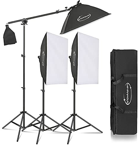 ShowMaven 45W Dimmable LED Light with Double Color Temperature Continuous Lighting Studio Kit,3 Packs 20x28 Inches Studio Softbox, for Photo Studio Portrait, Video Shooting