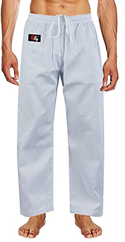 G4 VISION Adult Karate Trousers Martial Arts Student Karate Suit GI Aikido Pant Kung Fu (White, 5/180cm)