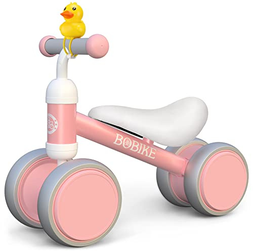 Bobike Baby Balance Bike Toys for 12-36 Months Kids Toy Boy Girls Gifts Toddler Best First Birthday Gift Children Walker No Pedal Infant 4 Wheels Bicycle (Pink)
