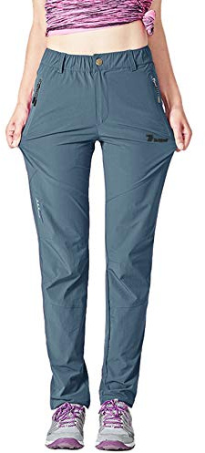 YSENTO Womens Walking Trousers - Waterproof Outdoor Summer Lightweight Hiking Climbing Pants with Zip Pockets(Dusty Blue,M)