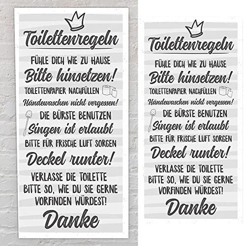 Cepewa Toilettenregeln Shabby Chic 20x40cm MDFPlankenschild Sprüche Toilette Klo Hygieneregeln Regeln Stilles Örtchen Holzoptik Planken Wanddekoration(1 x Plankenschild Toilette)