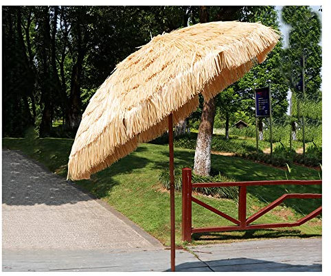 XPGEREP Parasol Inclinable, Parasol Pliable Rond, Parasol de Jardin Extérieur, Parasol de Plage Hawaïen pour Plage, Balcon, Terrasse/Diameter 200cm / Hight 215cm