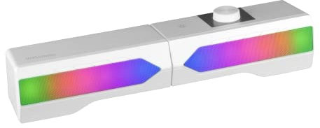 Mars Gaming MSDUO, Barra de Sonido + 2.0 Altavoces Gaming, RGB Mesh, Bluetooth 5.0 y Jack 3.5mm, Sonido DSP 15W, Blanco