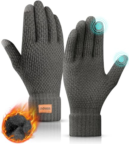 DOVAVA Handschuhe Fingerlos Herren Damen,Winterhandschuhe Touchscreen,Thermo Halbfinger Strickhandschuhe mit Weichem Innenfutter für Laufen Radfahren Freizeit Outdoor (Schwarz