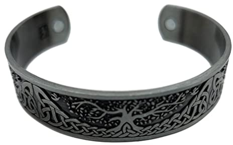 viking Yggdrasil livets träd II magnetarmband färg antik silver med smyckespåse, En storlek, Metall