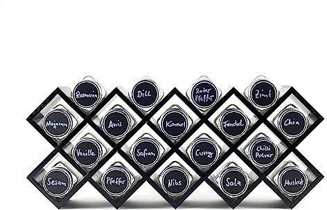 Hanseküche Gewürzregal aus Holz – FSC®-Zertifiziert – Gewürzständer für den Schrank – Gewürzregal für die Schranktür, Küchenorganizer ohne Bohren (Schwarz)