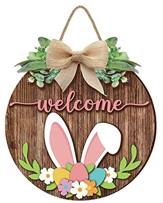 Türkranz Ostern Osterdeko Osterkranz Haustür Kranz Türkranz Ganzjährig Türkranz Willkommen mit Hase Frühling Tür Deko Frühlings Frühlingskranz Türkranz Fensterkranz Willkommensschild für Haustür