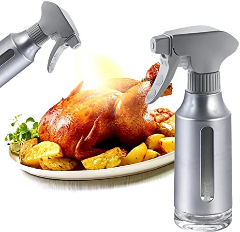 Micyples Olive Oil Sprayer for Cooking ABS Plastic Mister for Air Fryer Frosted Gray Nozzel Oil Dispenser Bottles Fat Reduction Glass Oil Control Spray Pot 180ml Capacity for Home&Kitchen/Outdoor