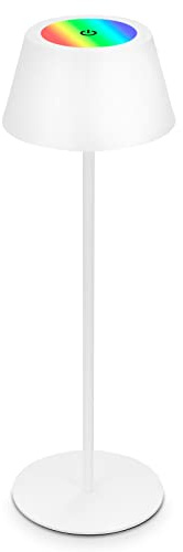 BRILONER - LED Tischlampe kabellos mit Touch, dimmbar in Stufen, höhenverstellbar, Nachttischlampe, Leselampe, LED Lampe, Campinglampe, Tischleuchte, Akkulampe, Outdoor Lampe, 38x12 cm, Weiß