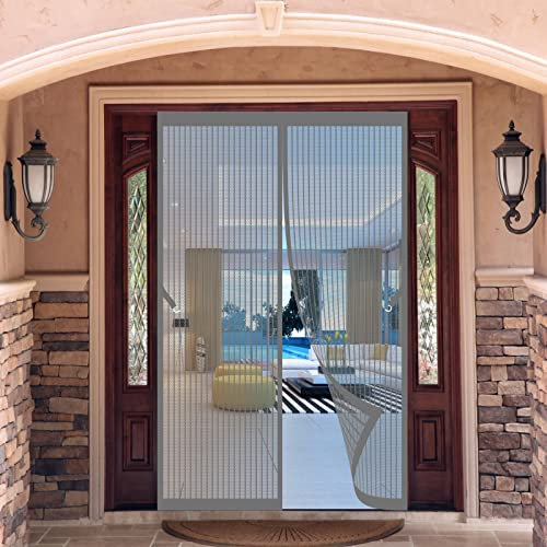 Insektenschutz Vorhang 270 x 210 cm Moskitonetz Tür Ohne Bohren selbstklebend Fliegengitter Tür Für Balkontü Terrassentür Schiebetür Küchentür, Grau