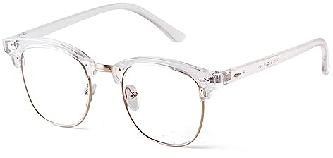 ADEWU Retro Brille mit Blaulichtfilter Herren Damen Nerd Brille Ohne Stärke Halbrahmen Augenkomfort für PC Tablet Handy