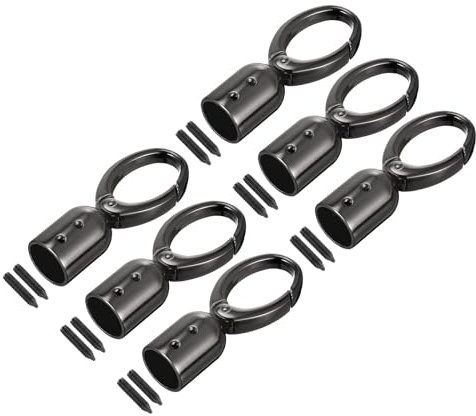 QUARKZMAN 6 Stück Kordel Endkappen Schmuck 15mm/0,6 Kordelenden Quetschperlen Trommel Perlen Schnur mit Schrauben Seilendkappe Quasten Kappen für Tassel Schmuckherstellung Tasche Schwarz