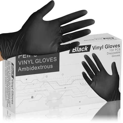 PEIPU Vinyl Disposable Gloves,（Large,100 Pack,Powder Free,Cleaning Service Gloves, Latex Free
