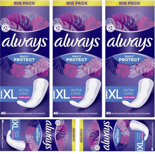 Daily Protect Extra Long Täglicher extra langer Schutz mit leichtem Duft Slipeinlagen Damenbinden Pads 40 STÜCK x 5 Packungen