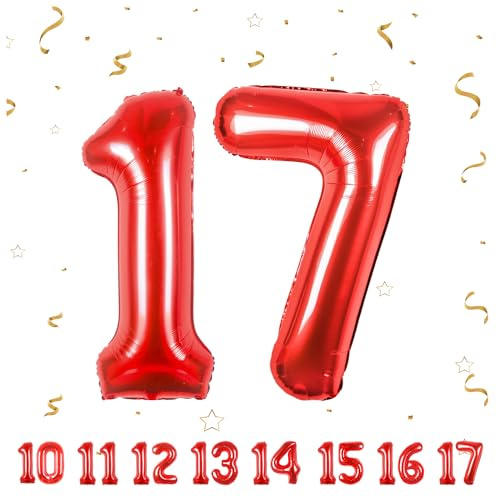 Palloncini Compleanno 17 Anni - Decorazioni per Uomo e Donna - Pallone Numero Gonfiabile in Foil Beige 40 Pollici