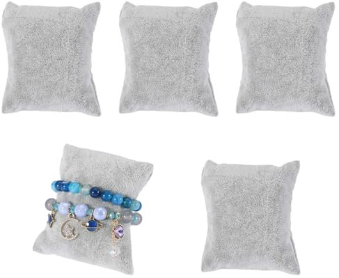 Hapivida Cojín de Pulsera, Soporte de Almohada, Exhibición de Joyería, Cojín de Pulsera de Terciopelo, Almohadas para Relojes, Brazaletes, Accesorios(Gris)
