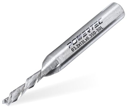 POWERTEC - Punta per fresatrice a spirale da 1/8con punta in carburo con gambo da 1/4, lunghezza di taglio 1/2 e lunghezza di 2”, adatta a frese CNC, portatili, a tufo e tavoli per frese, (73040
