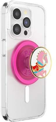 PopSockets Phone Grip for MagSafe with Kickstand, Magnetic Stand, Swappable Top, Secure Hold for iPhone MagSafe Cases, Phone & Tablet Grip - Enamel Carousel Pony