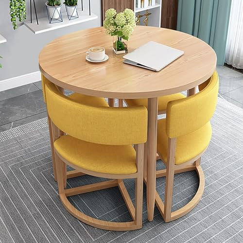 LHXLSH Besprechungstisch Kleiner Besprechungstisch, Büro-Empfangstisch, Einfacher Küchen-Esstisch-Set, für Zuhause, Wohnzimmer, Balkon, Café, Pausenraum, Büro(Yellow a)