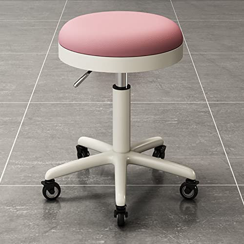 MJMLUCK Solide Hocker, Sattelhocker, rollender Spa-Salon, ergonomischer Sattelstuhl, Kosmetikstuhl für Schönheits-, Friseur-, Massagesalon, Labor, Küche/Orange (Pink)
