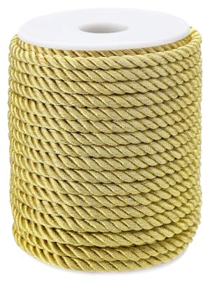 Dekorative Twisted-Schnur, 6mm 3-Lagiges Twisted Polyester-Schnurseil Golden Craft Nylon Seil Dekoratives Seil Für Wohnkultur, Schmuck Herstellung, Ehrenschnur, Weihnachtstasche Kordeln