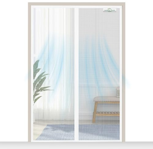SCREEN DOOR Fliegengitter Balkontür 95x205cm | Hochwertiges Magnetisches Fliegengitter Tür, Insektenschutz, Einfache Montage – Weiß