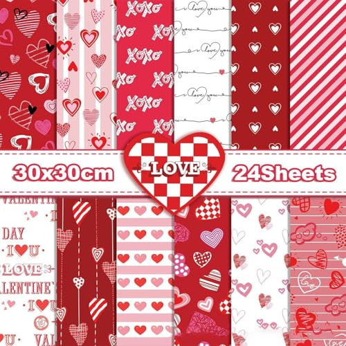 Valentinstag Musterpapier, 24 Stück Valentinstag Scrapbook Papier Doppelseitiges Herz Scrapbook Papier Dekoratives Scrapbook Papier Für Frauen Mädchen