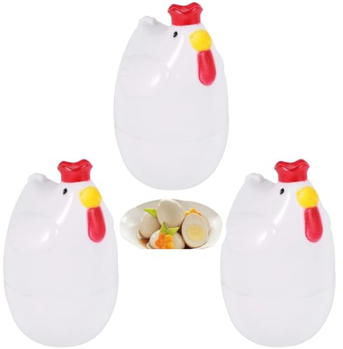Roundsky 3X KüKenförmig 1 Gekochtes Ei Dampfgarer Dampfgarer Stoessel Mikrowelle Eierkocher Kochutensilien Kuechenhelfer Zubehoer Werkzeuge