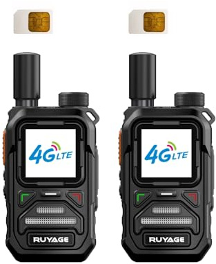 Ruyage X10 Global Walkie Talkies 5000 Mile Long Range Poc radios, 4G LTE Unlimited Range Nationwide PTT Two Way Radios for Family, Logistics, Company, Construction Site with Sim Card (2pcs)