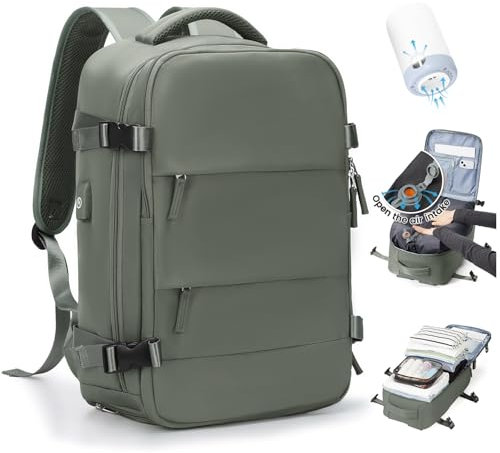 SZLX Vakuum Rucksack Handgepäck Damen, Airbag Rucksack Vakuum mit Vakuumsystem für Reisen, Ryanair Vacuum Reiserucksack mit Pumpe Wasserdicht Herren Vakuumkoffer