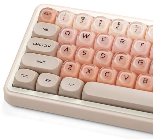 Rainy75 PBT Keycaps, Jelly Pink Keycap Foundation MOA Profile, 132 Keys Cute Custom Keycaps for Cherry Gateron MX Swithes Mechanical Keyboards