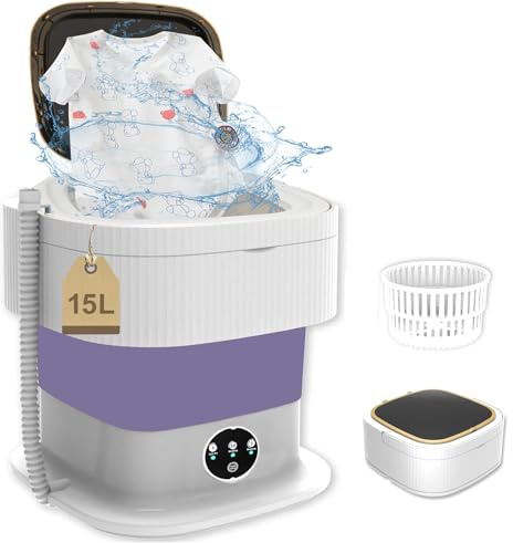 Mini lavatrice portatile, 15 l, con centrifuga, pulizia profonda della biancheria intima, abbigliamento per bambini, calzini per appartamenti, dormitori, viaggi, auto turistica