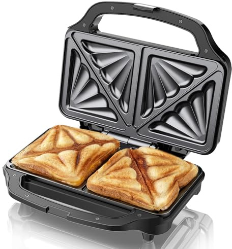 SUPERLEX Deep Fill Sandwich Toaster 4-Slice 1000W Toastie Machine Non-Stick | Fast Heat, Cheese Toastie Maker, Indicator Light, Cool Touch Handle & Auto Temp Control, Non-Stick Plates, Easy Clean