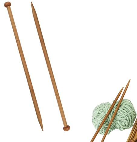 Bamboo Knitting Needles - TRACOMPAN 12mm Ultra-Long 36cm Wooden Needles Set, Chunky Knitting Needles for Jumpers, Blankets & Large Projects, Ergonomic Ease for Beginners & Arthritic Hands