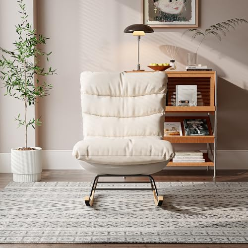 Lietre Schaukelstuhl, Innenschaukel, Stillsessel, Babyzimmer, moderner Schaukelstuhl für Wohnzimmer, Schlafzimmer (Beige 3)