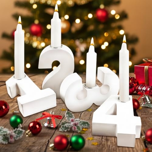 Adventszahlen Kerzenhalter, 4 Stück Holz Kerzen-Halter für Advent, 1 2 3 4 Adventskranz Zahlen Holz Kerzenhalter, für Adventskranz Tischdeko Weihnachtsdeko Weihnachten Geschenk