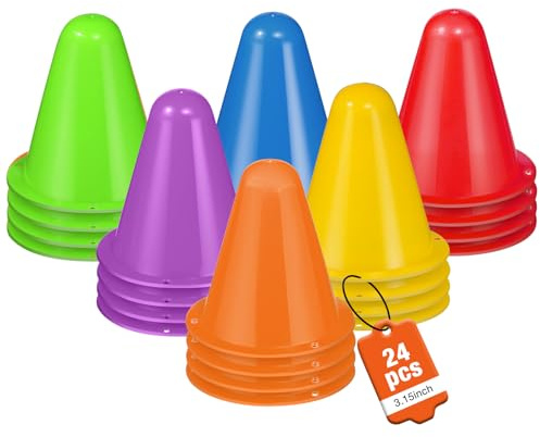 ZKNDRHJO 24 Pack 3.15 Inch Mini Cones for Sports Drills,Agility & Footwork Practice,Portable Small Cones for Indoor Outdoor Soccer,Basketball,Team Activities