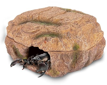 HAPPET Terrarium Feuchthöhle XL Steinoptik 29x24,5x13cm, Abschließbarer Zufluchtsort für Skorpione Reptilien Amphibien & Schlangen, Naturnahes Design Versteckhöhle für Terrarien Deko Zubehör XL