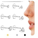 Sllaiss 3 Paar Medizinische Ohrstecker Chirurgenstahl, Piercing Ohr Gold | 16/18/20G Ohrstecker Flacher Verschluss, Tragus/Helix Piercing Chirurgenstahl, Ohrringe Edelstahl Damen, Wasserfest