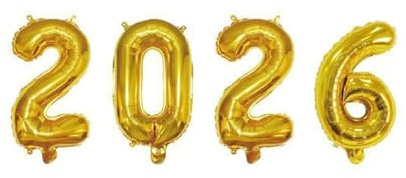 Fesnova Silvester Deko 2026 Folienballons Set,Happy New Year 2026,40 cm Gold Zahlen Luftballons,für Silvester Party Dekoration,Deko Ssilvester 2026