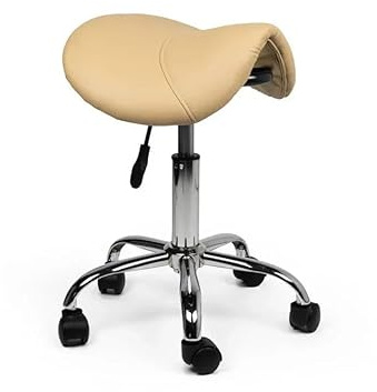 Dromerio Sattelhocker Beige Auf Räder - Niedrig (40-56cm) / ohne Fußstütze/Standardmäßige Räder
