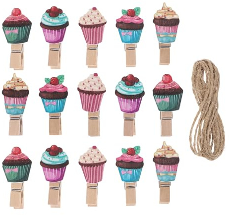 HEMOTON Mini Mollette in Legno Motivo Gelato 100 Pezzi per Foto | Clip Decorative Leggere, Uso Multiuso a Casa o Scuola, Stile Simpatico e Giocoso