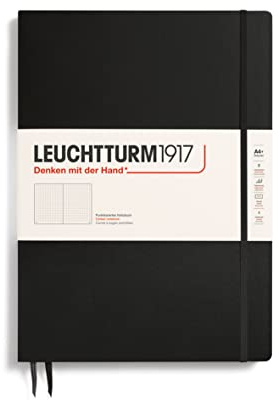 LEUCHTTURM1917 321149 Notizbuch Master Slim (A4+), Hardcover, dotted, schwarz | 123 nummerierte Seiten, 100 g/m² Papier, für Bullet Journal, nimmt DIN-A4-Blätter auf