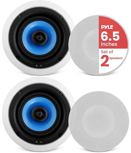 Pyle Altoparlanti da Incasso 16,5 Centimetri, Casse Audio 250 Watt, Potenza, Stereo Hi-Fi, Speaker Tweeter a Cupola in Seta, Woofer in Policono, Griglia Antimacchia, Installazione Personalizzata