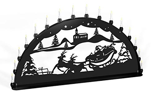 Außenschwibbogen Schwibbogen Lichterbogen Metall - Motiv: Weihnachtsmann - XXL 1,5 Meter Breite Außen-Bereich schwarz * groß * Weihnachten Rentier