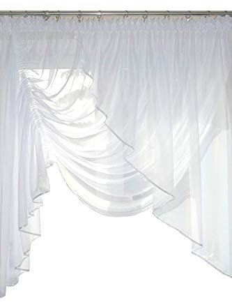 TOP Fertig-Gardine aus Voile NEU Top Design Set Schöne Küche-Gardine mit Kräuselband Schräge Rechts AG8 Modern